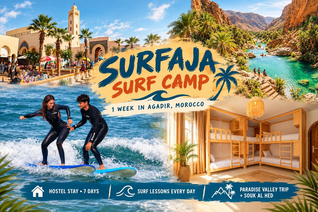 Pack Surf Camp SURFAJA d’une semaine à partir de 5 500 DH / personne